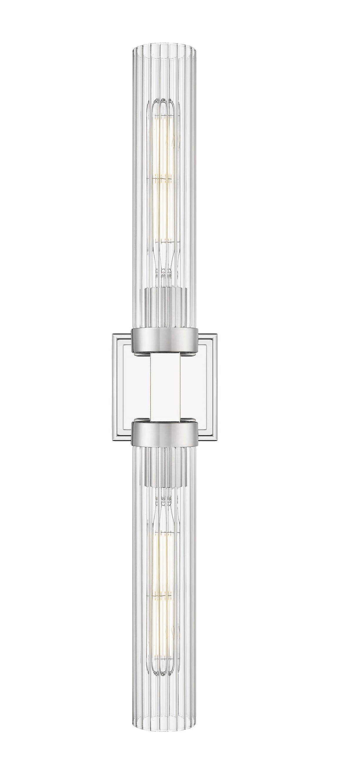 Polished Nickel Fluted Glass Wall Sconce
