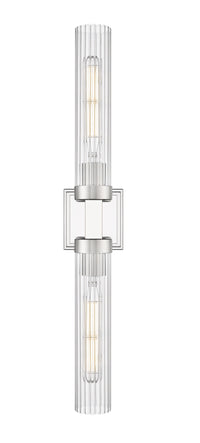 Polished Nickel Fluted Glass Wall Sconce