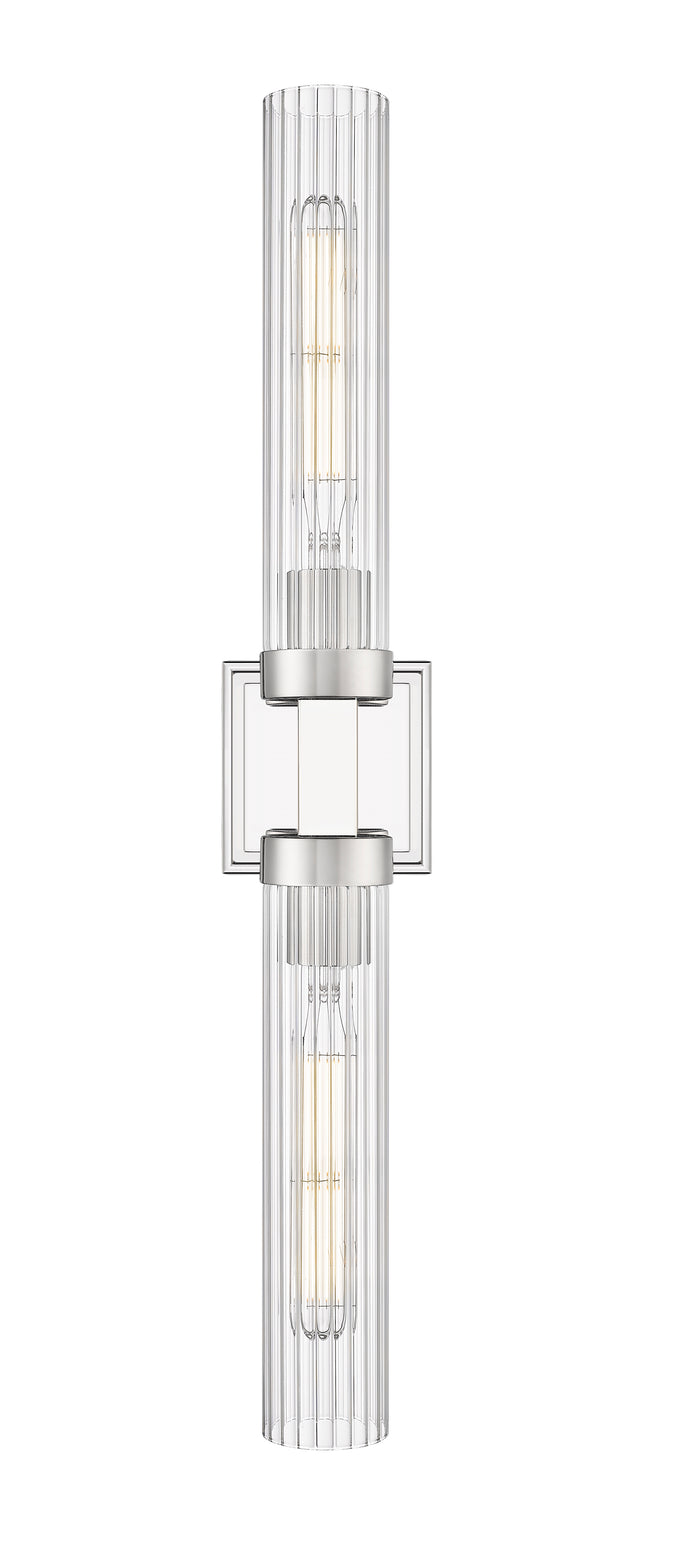 Polished Nickel Fluted Glass Wall Sconce