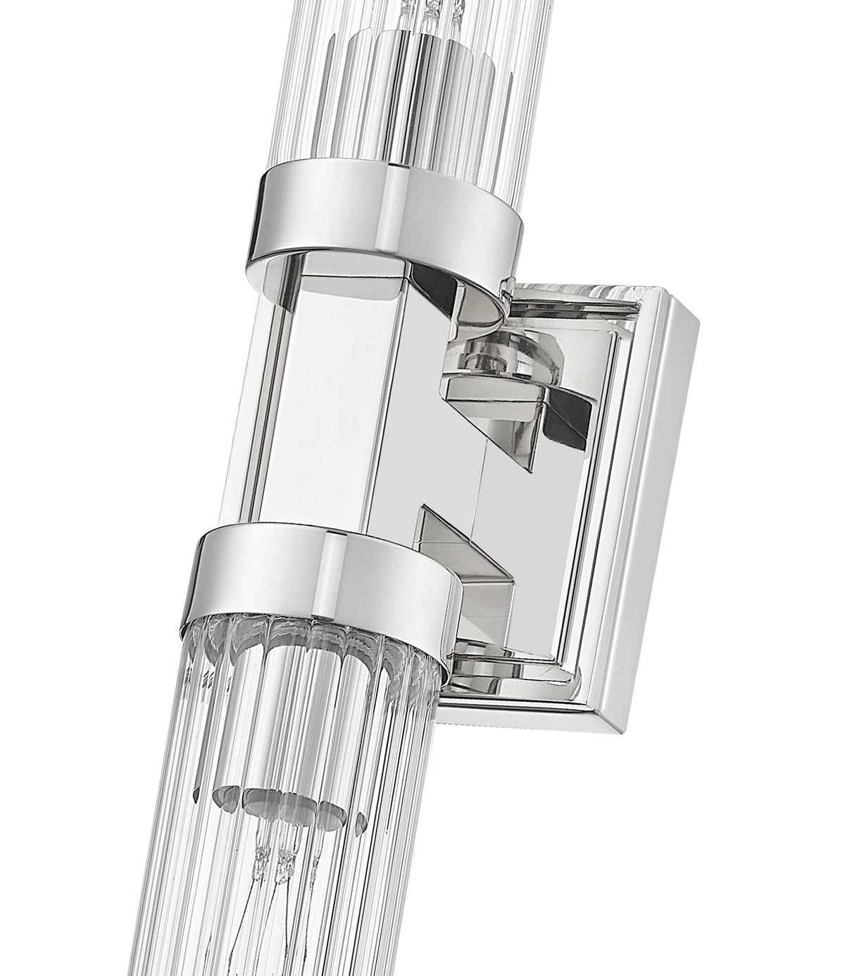 Polished Nickel Fluted Glass Wall Sconce
