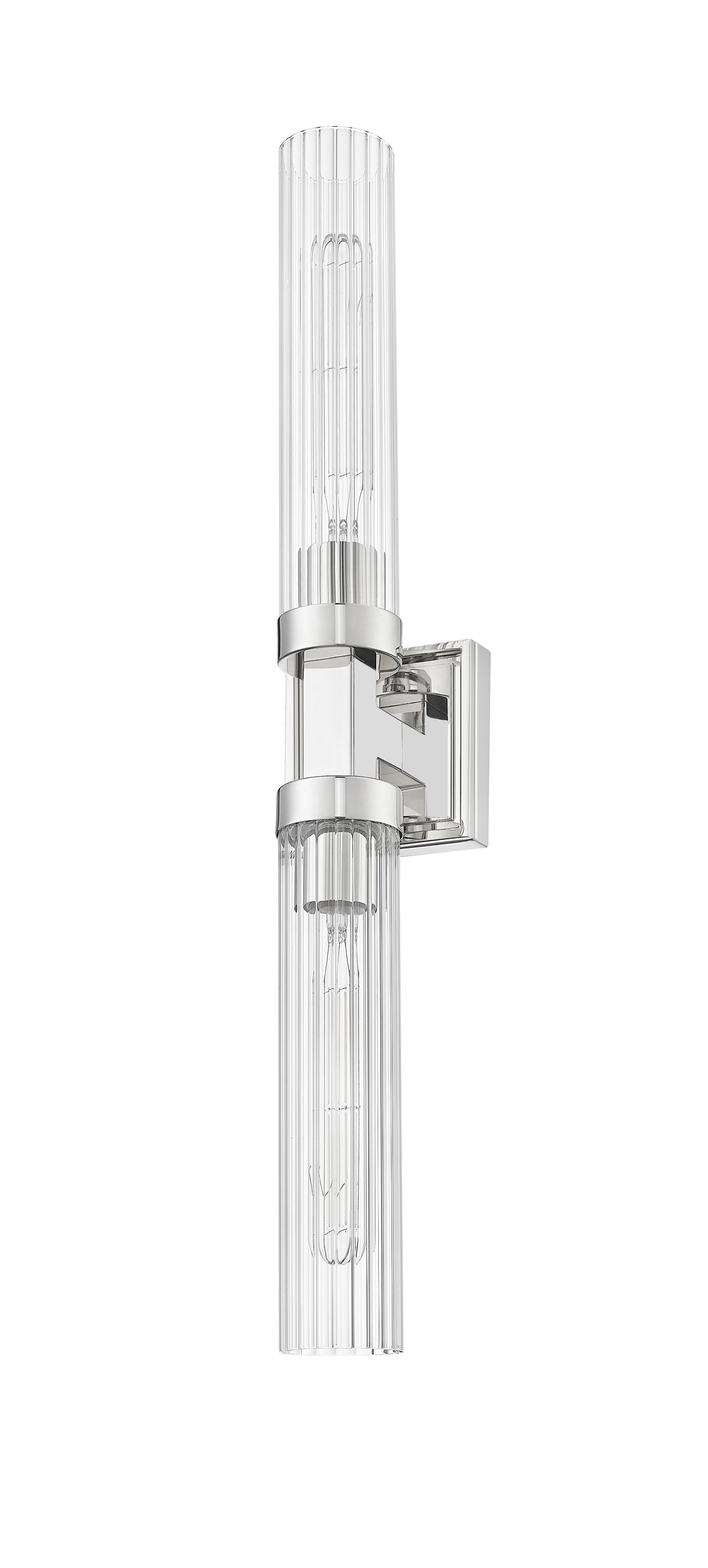 Polished Nickel Fluted Glass Wall Sconce