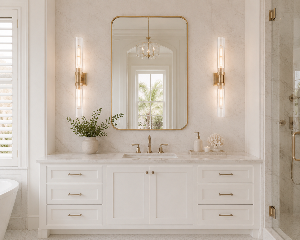 Rubbed Brass Fluted Glass Wall Sconce