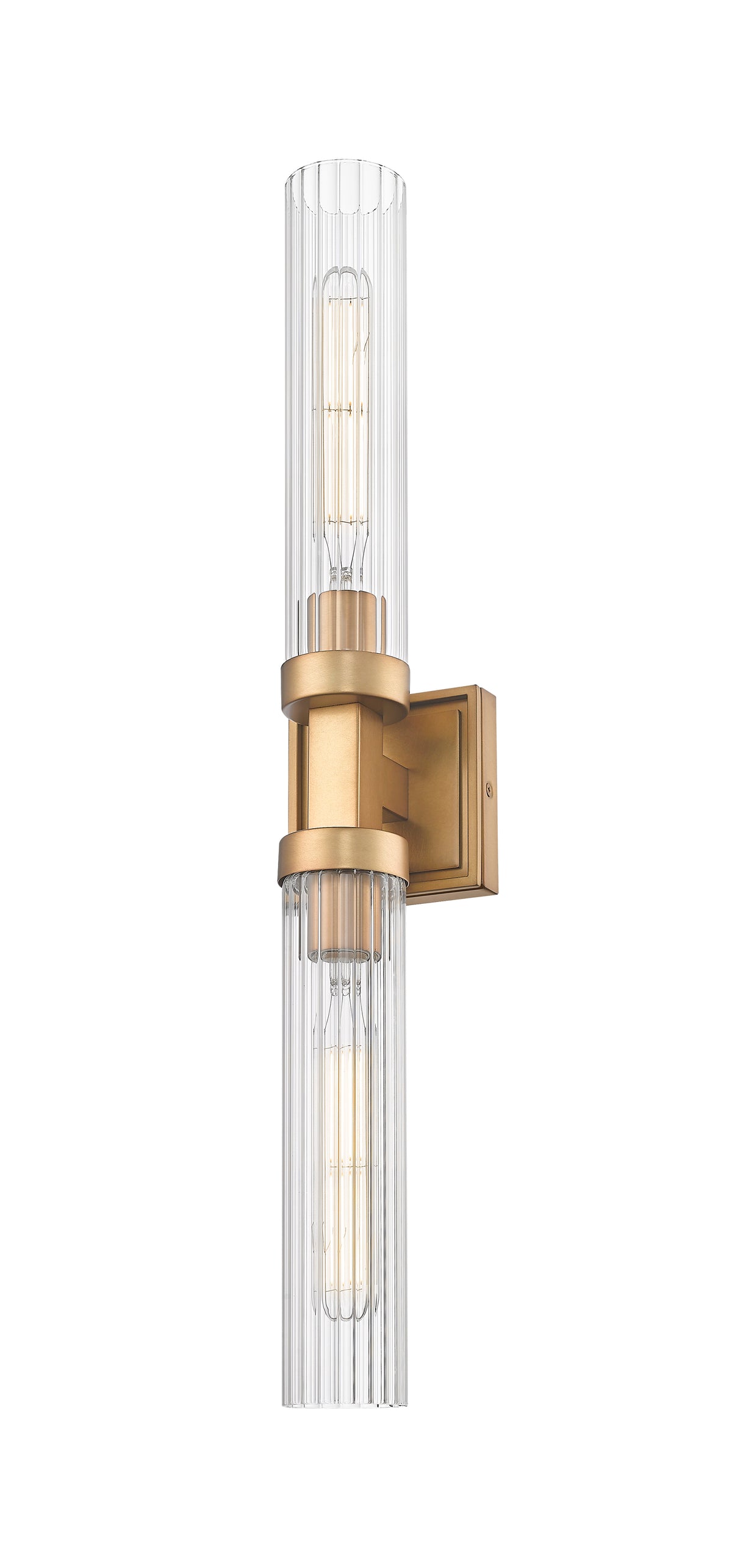 Rubbed Brass Fluted Glass Wall Sconce