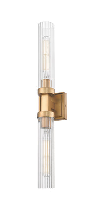Rubbed Brass Fluted Glass Wall Sconce