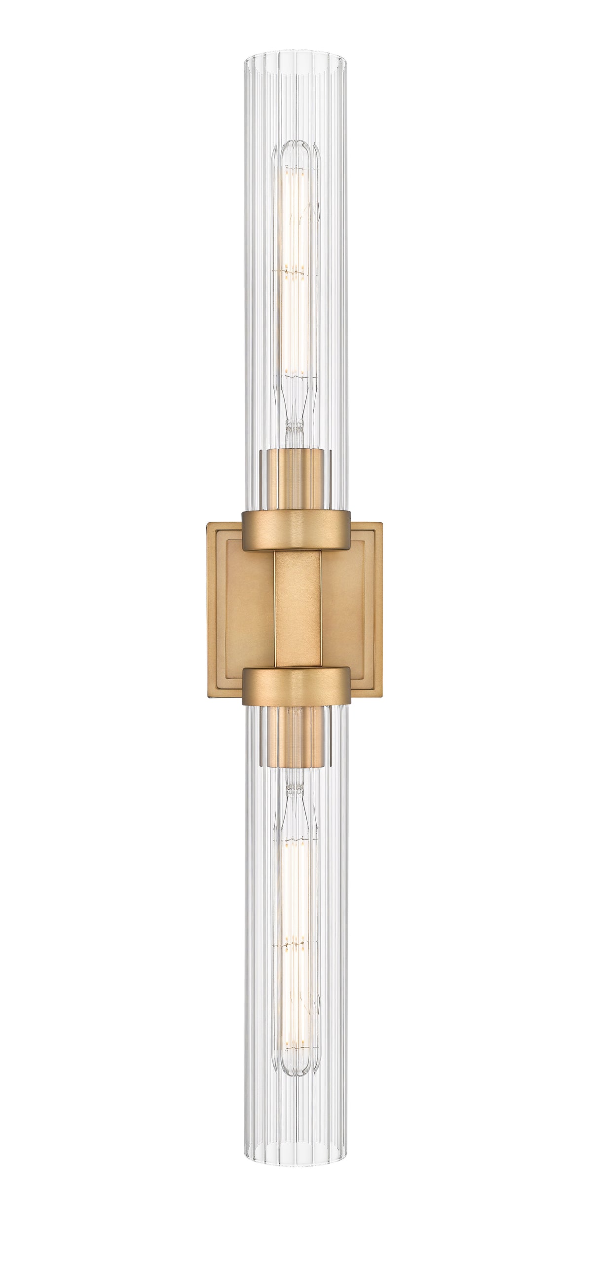 Rubbed Brass Fluted Glass Wall Sconce