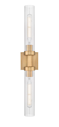 Rubbed Brass Fluted Glass Wall Sconce