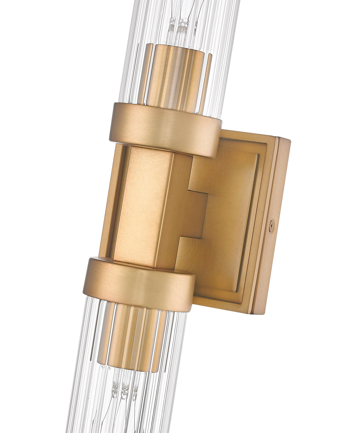 Rubbed Brass Fluted Glass Wall Sconce