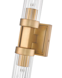 Rubbed Brass Fluted Glass Wall Sconce