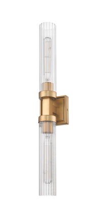 Rubbed Brass Fluted Glass Wall Sconce