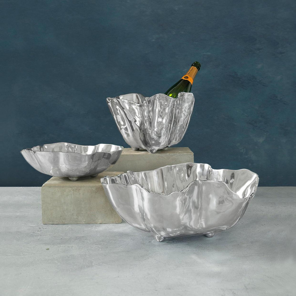 Soho Silver Footed Organic Shape Large Bowl - Bowl Side View | Bone & Brass