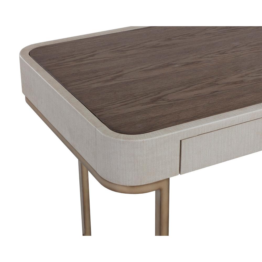 Jamille Cream & Warm Brass Desk - Desk Surface Detail | Bone & Brass