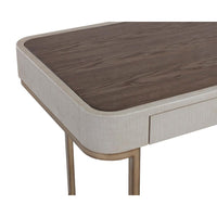 Jamille Cream & Warm Brass Desk - Desk Surface Detail | Bone & Brass