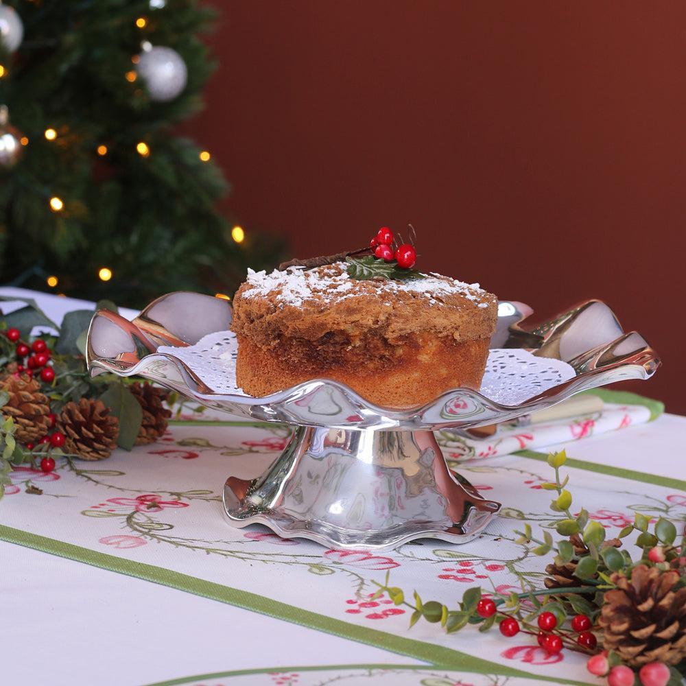 Silver Pedestal Vento Olanes Cake Plate - Platter Top View | Bone & Brass