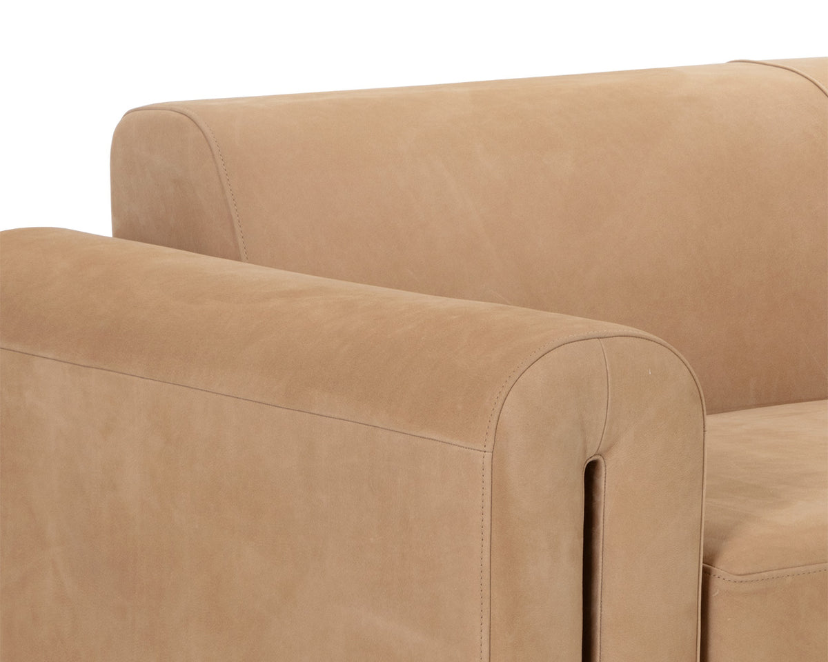 Romer Distressed Nubuck Tan Leather Sofa