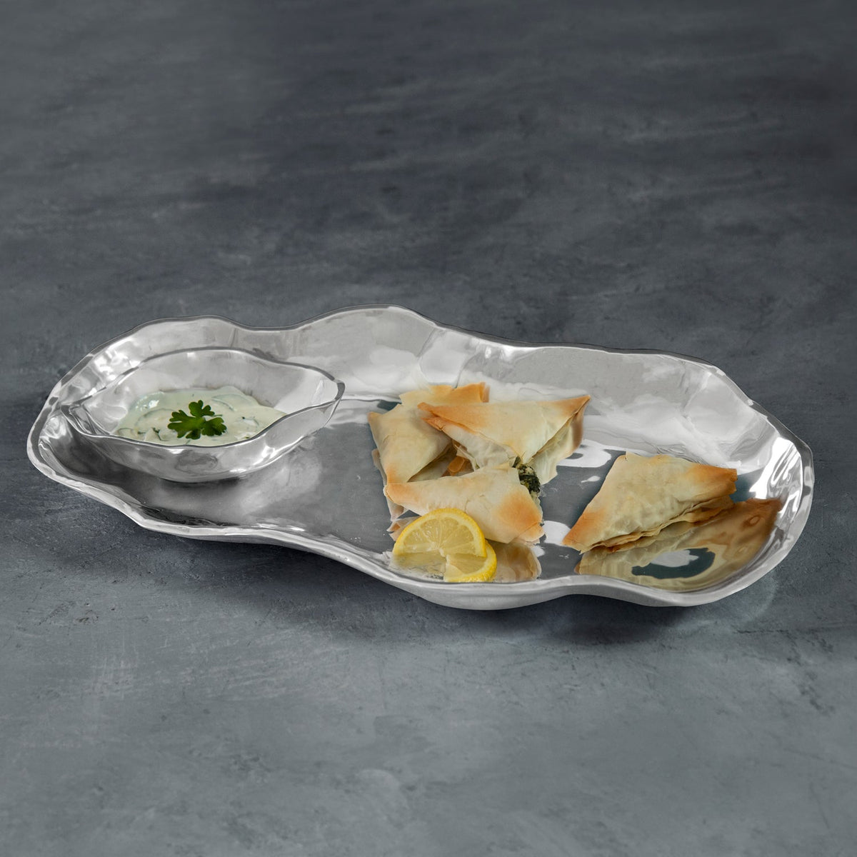 Soho Silver Onyx Chip & Dip Set - Set Detail | Bone & Brass