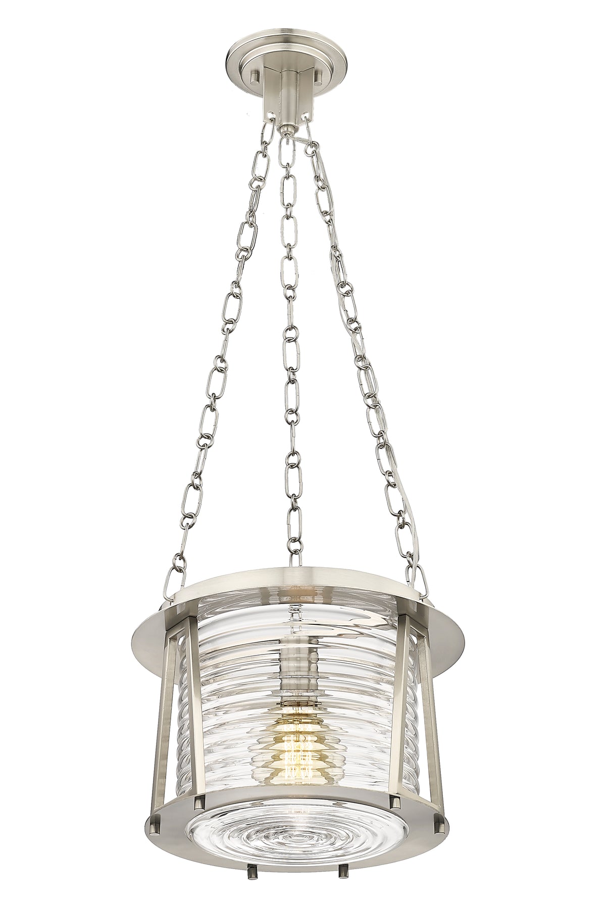 Brushed Nickel Cape Harbor Glass Pendant