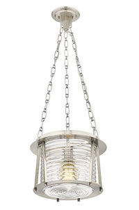 Brushed Nickel Cape Harbor Glass Pendant