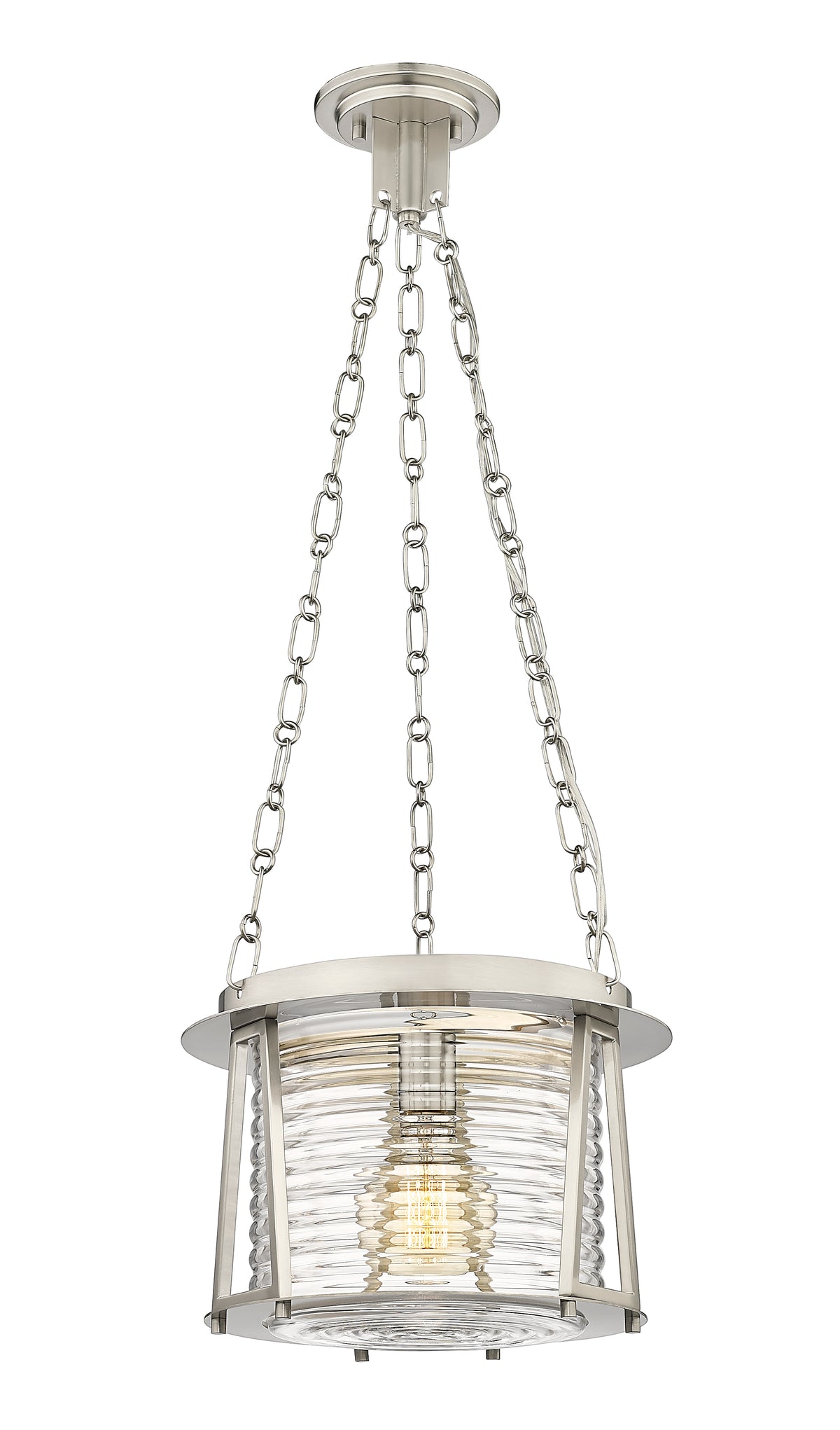 Brushed Nickel Cape Harbor Glass Pendant