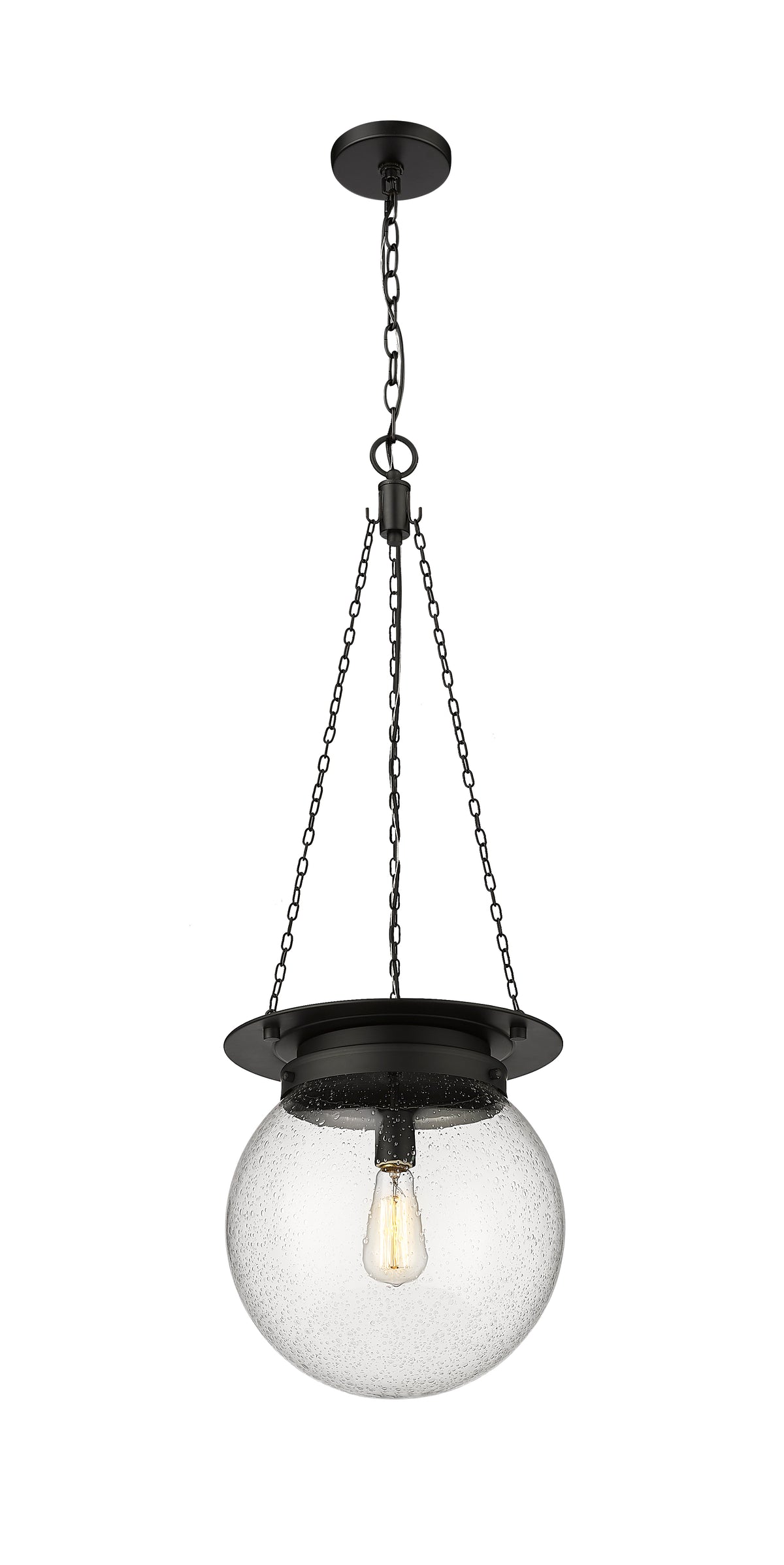 Matte Black Calhoun Seedy Glass Pendant