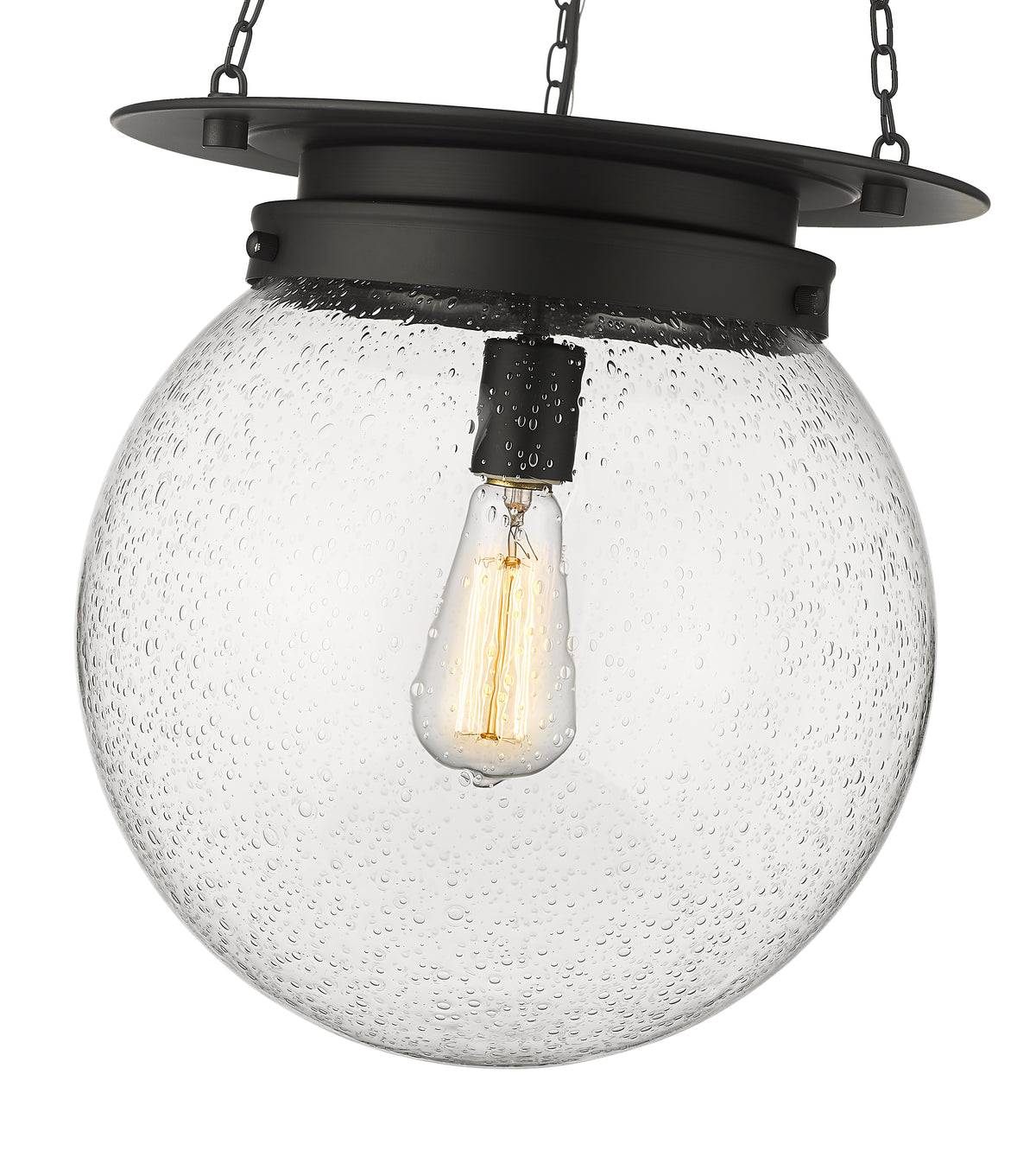Matte Black Calhoun Seedy Glass Pendant