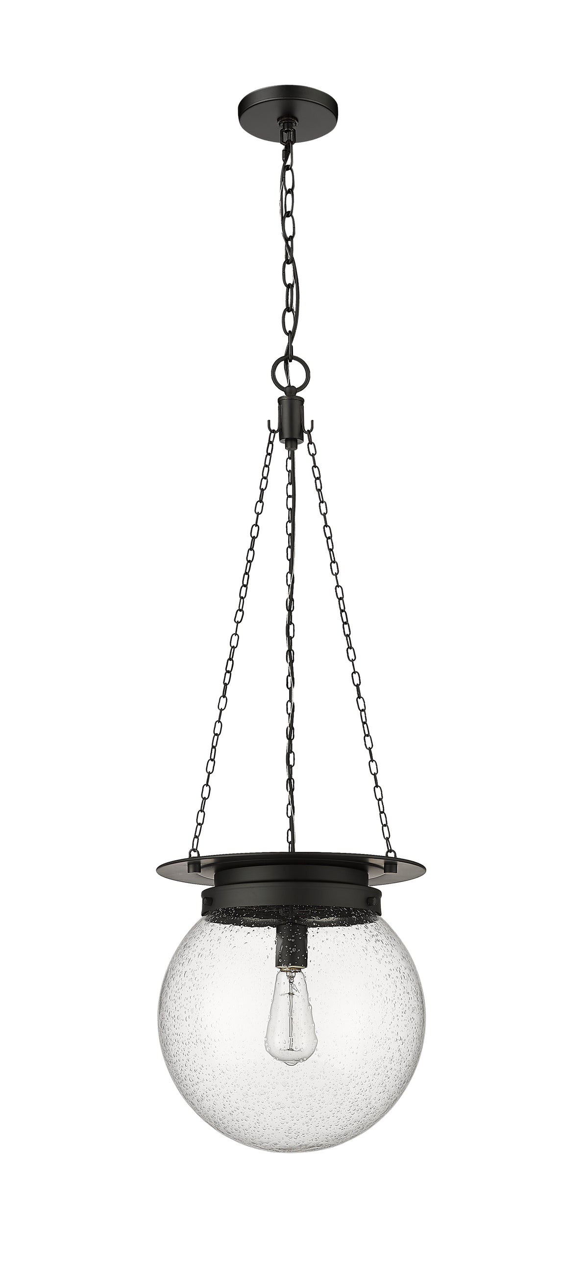 Matte Black Calhoun Seedy Glass Pendant