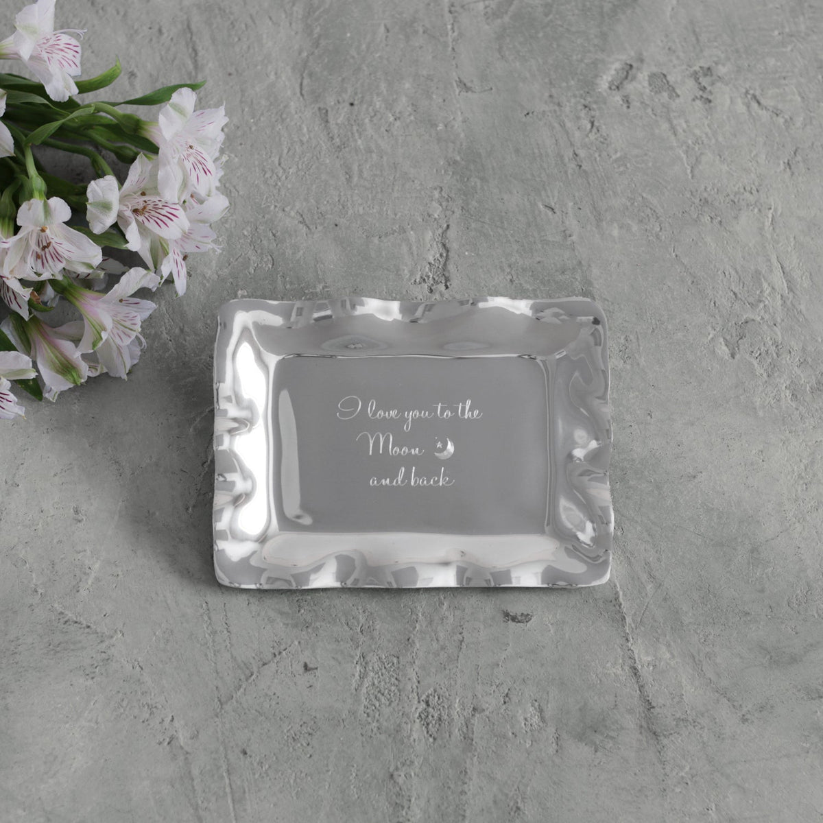 Giftables Vento Engraved Tray "Love you to Moon back" - Tray Detail | Bone & Brass