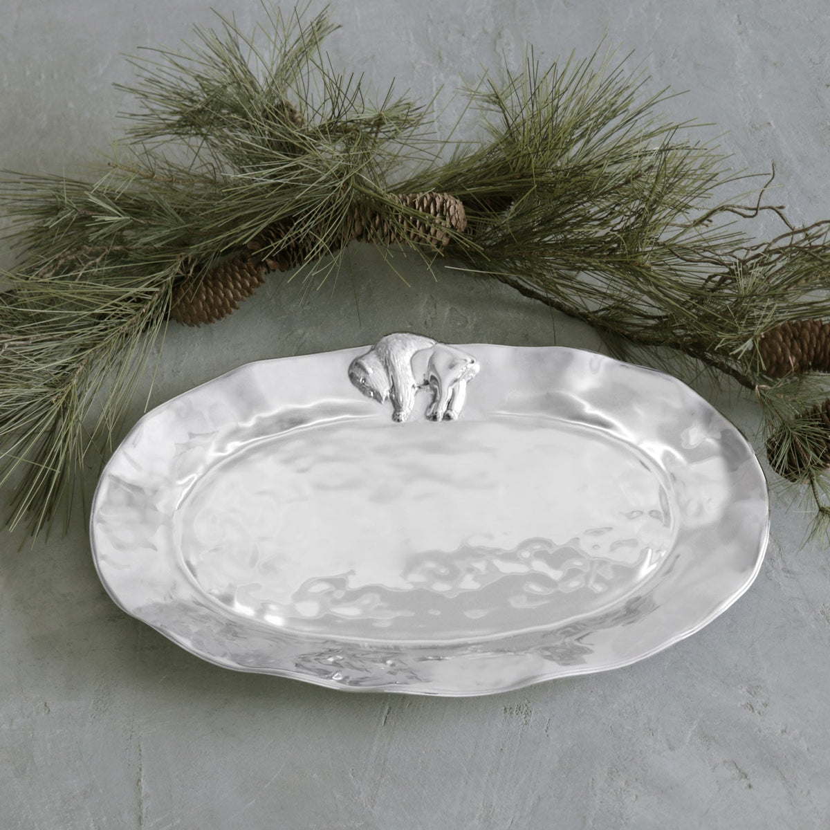 Silver Buffalo Large Oval Serving Platter - Platter Detail | Bone & Brass