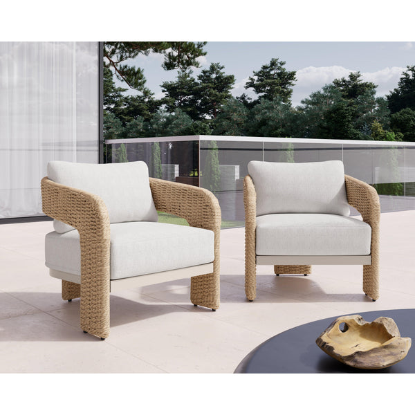 Pylos Natural Rattan Weave & Cream Boucle Lounge Chair