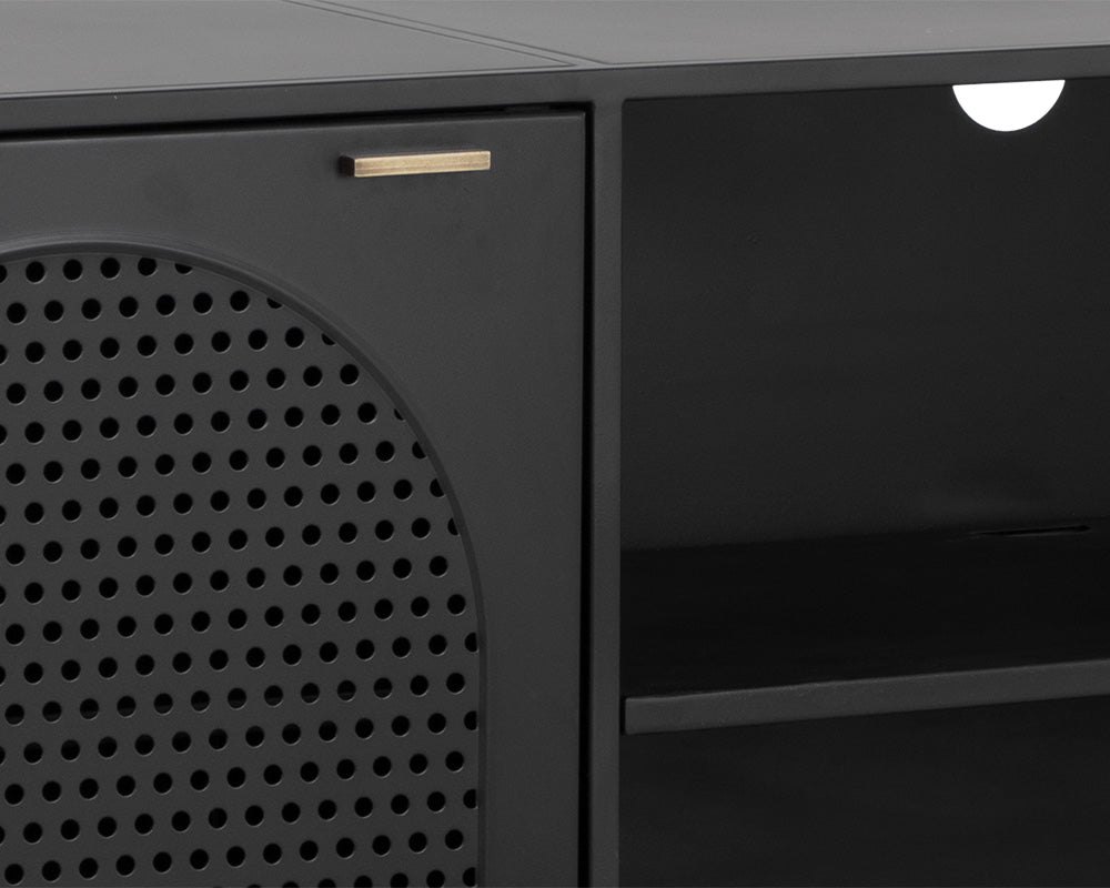 Aziza Black Metal & Brass Media Storage Cabinet