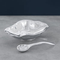 Silver Claire Medium Bowl w/ Spoon - Bowl Detail | Bone & Brass
