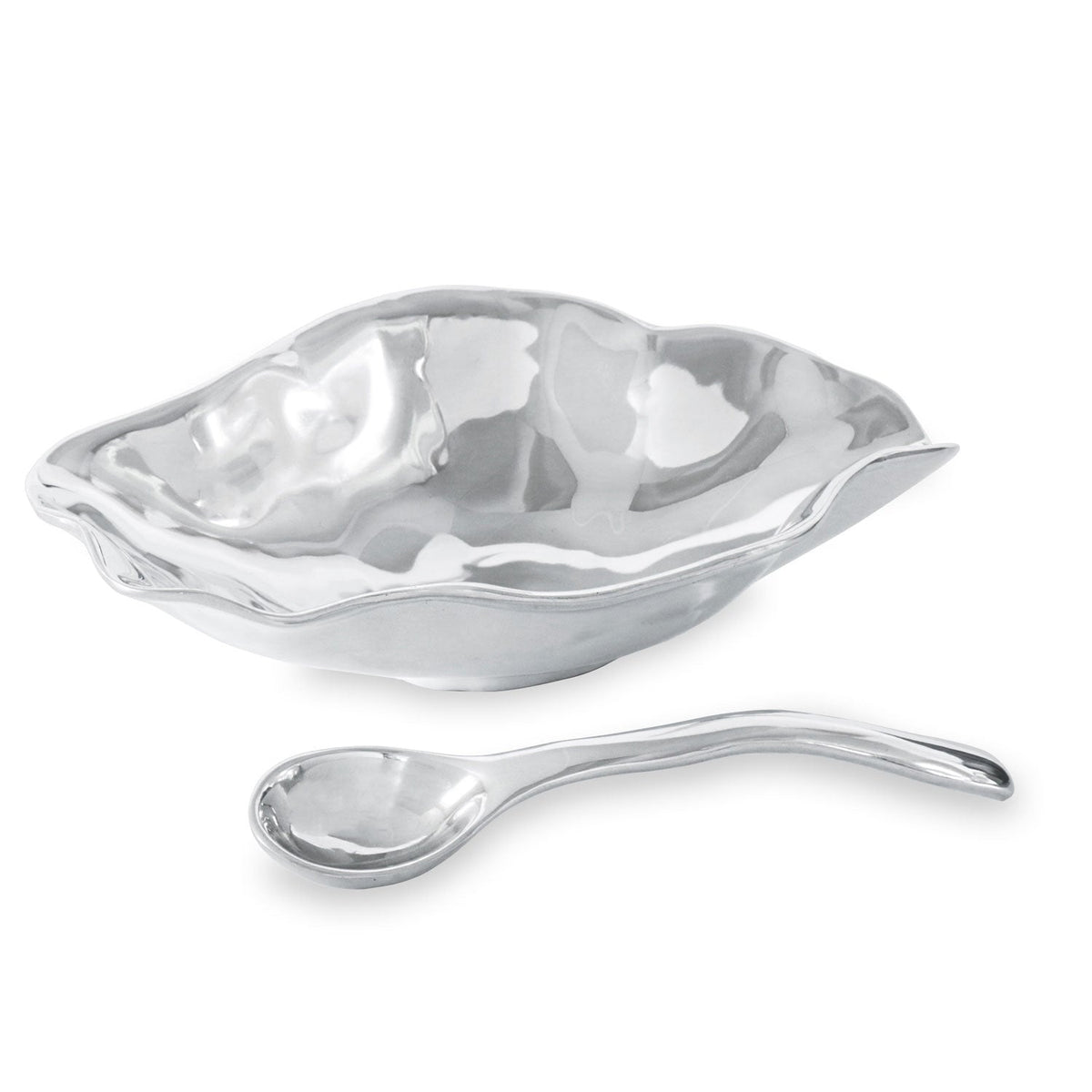 Silver Claire Medium Bowl w/ Spoon | Bone & Brass