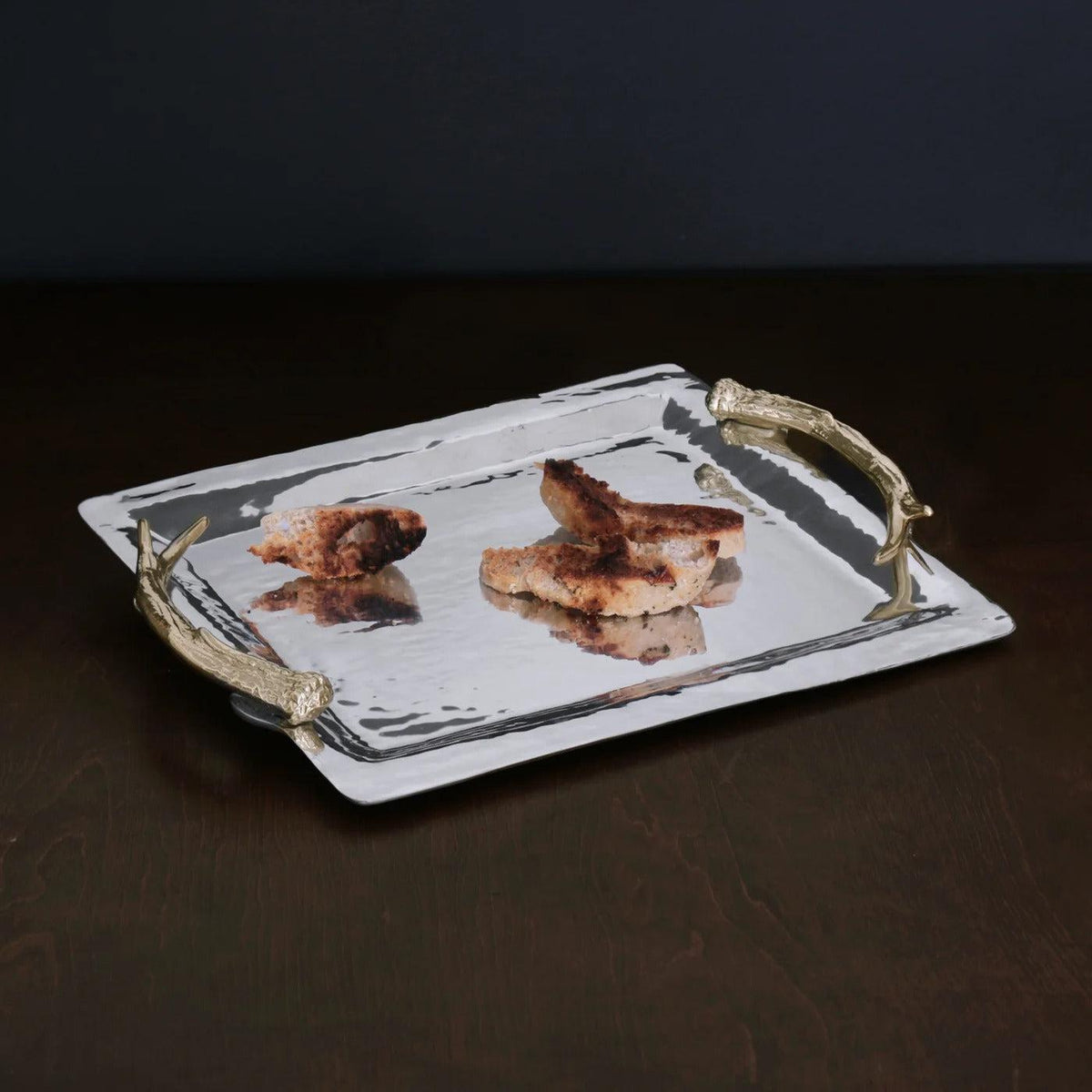 Western Antler Emerson Large Tray Gold Handles - Tray Detail | Bone & Brass