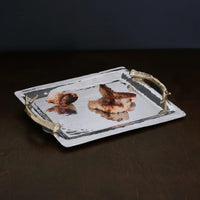 Western Antler Emerson Large Tray Gold Handles - Tray Detail | Bone & Brass