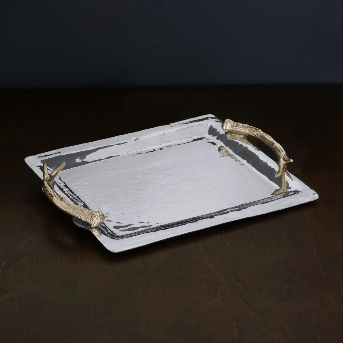 Western Antler Emerson Large Tray Gold Handles - Tray Top View | Bone & Brass