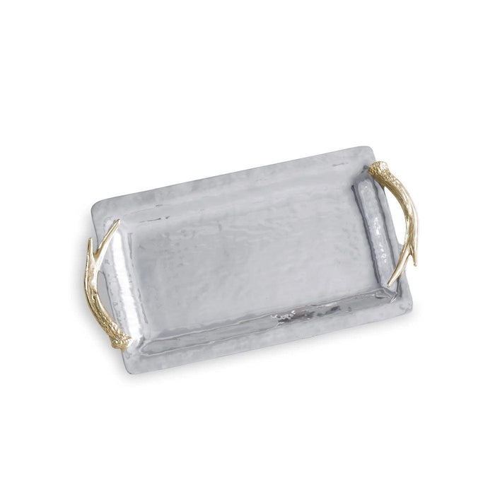 Western Antler Emerson Long Rectangular Tray Gold Handles | Bone & Brass