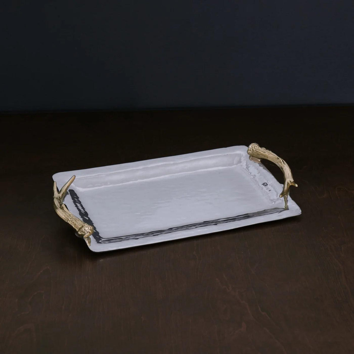 Western Antler Emerson Long Rectangular Tray Gold Handles - Tray Top View | Bone & Brass