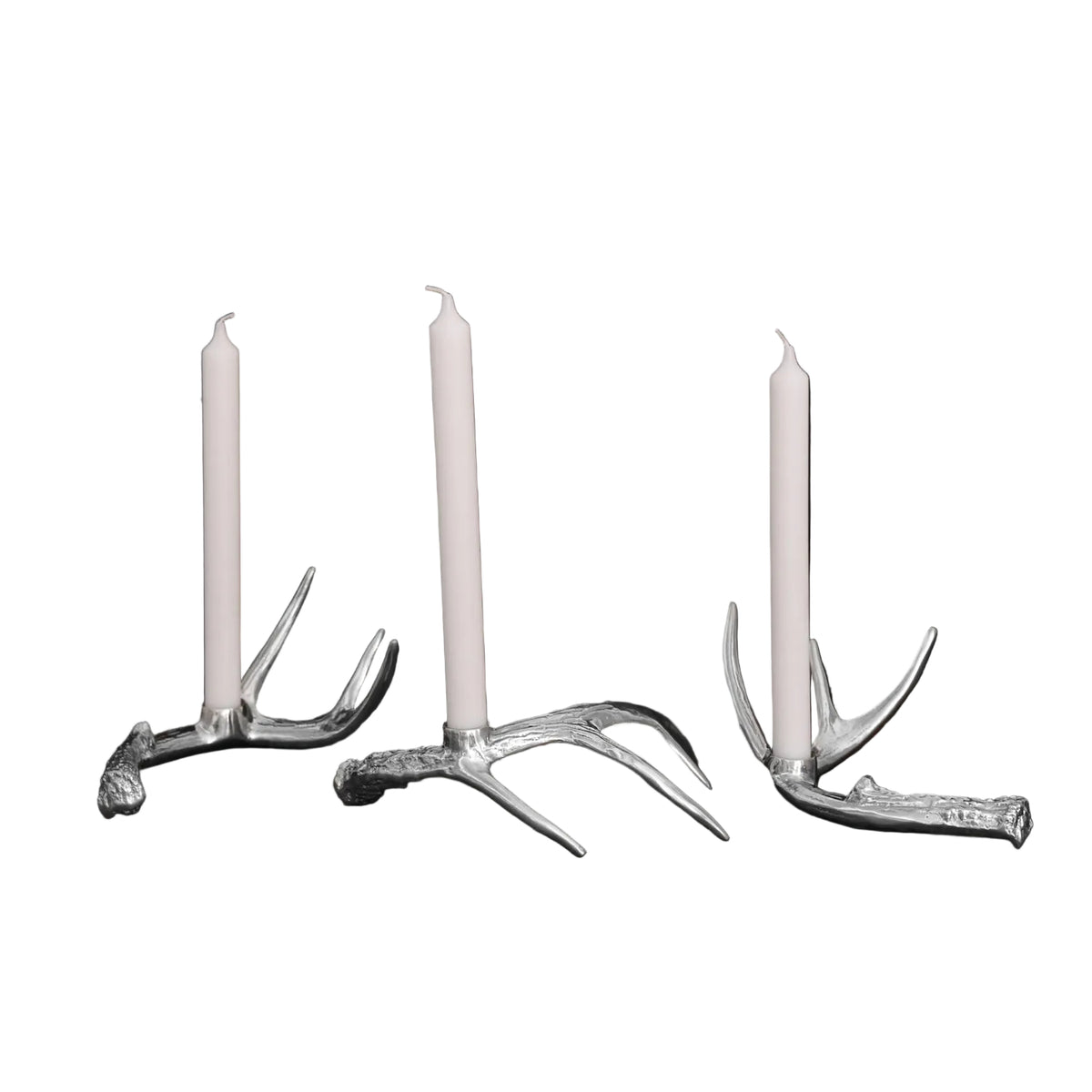 Western Antler Candlestick Set 3 | Bone & Brass