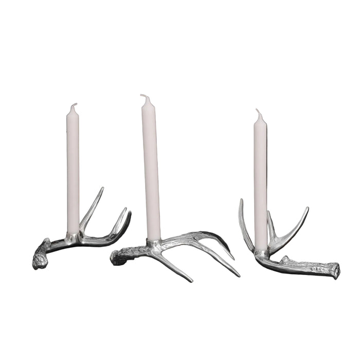 Western Antler Candlestick Set 3 | Bone & Brass