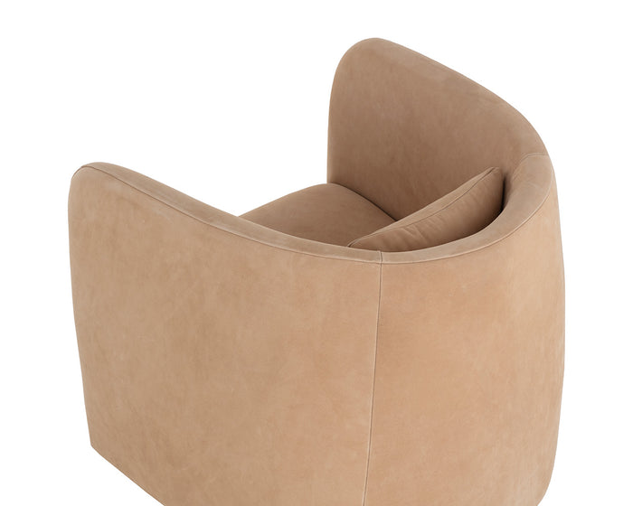 Emilie Swivel Nubuck Tan Leather Lounge Chair