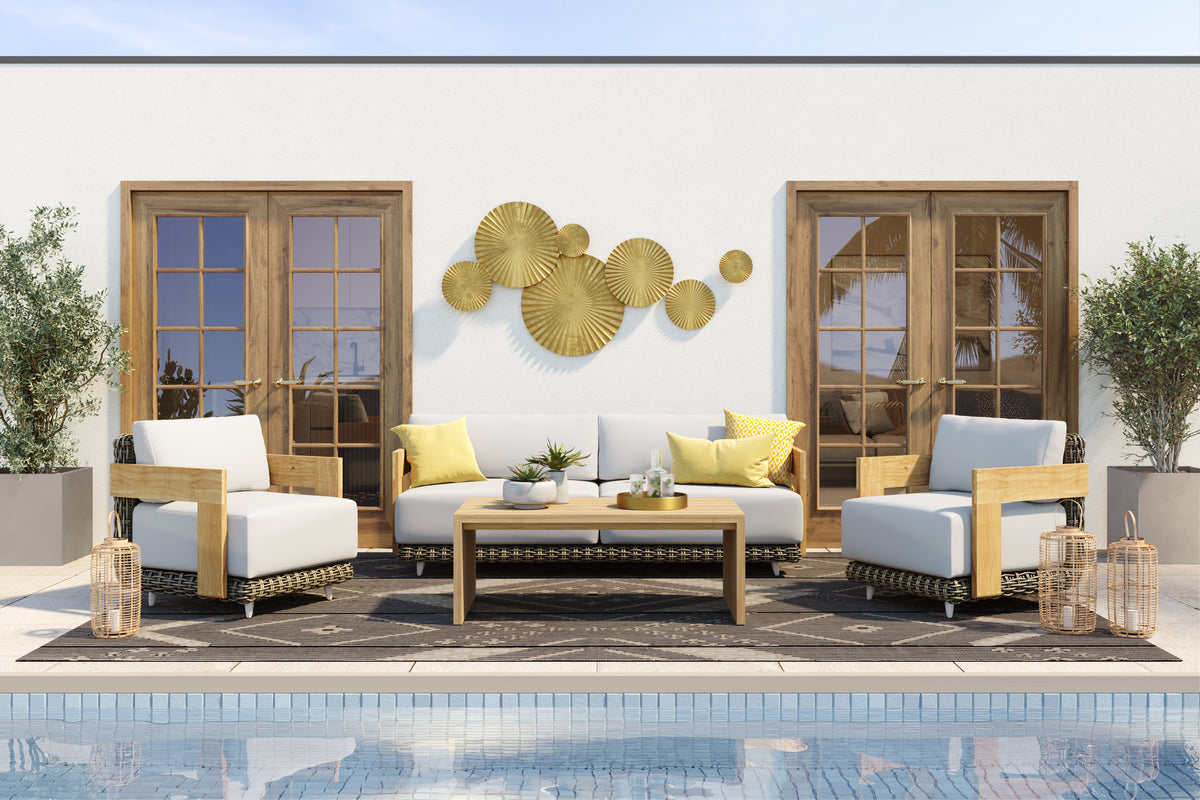 Potenza Taupe Wicker & Palazzo Cream Outdoor Lounge Chair