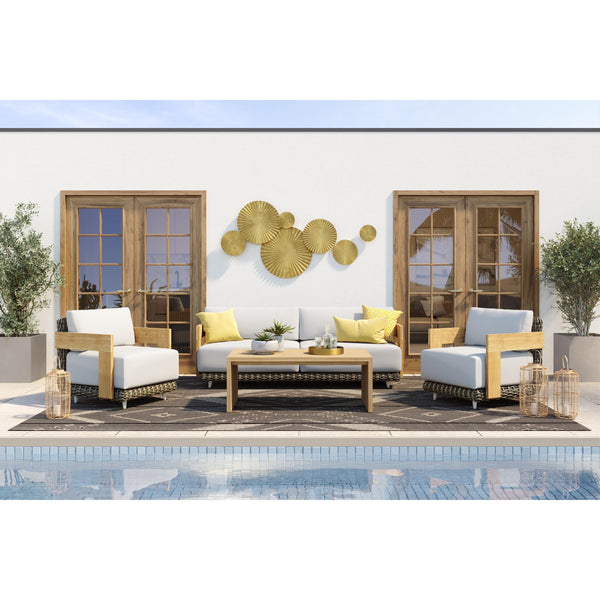 Potenza Taupe Wicker & Palazzo Cream Outdoor Lounge Chair