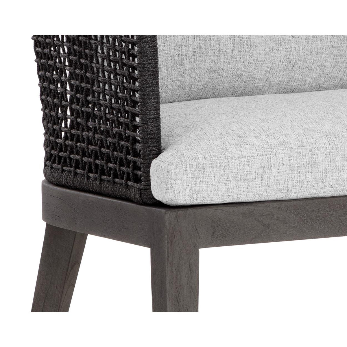 Capri Charcoal Grey Woven Dining Armchair - Outdoor Chair View | Bone & Brass