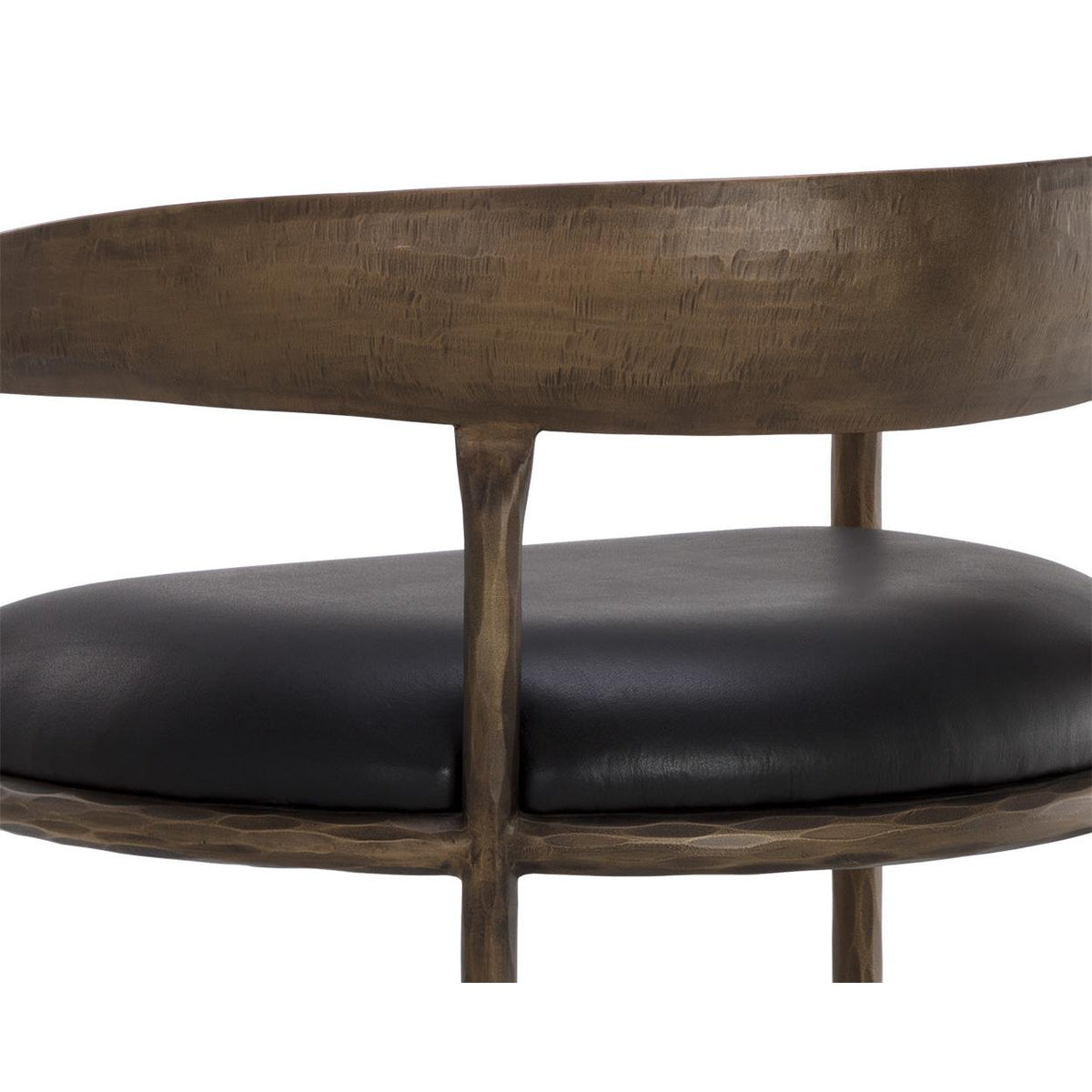 Zanatta Charcoal Black Leather & Antique Brass Barstool - Stool Detail | Bone & Brass