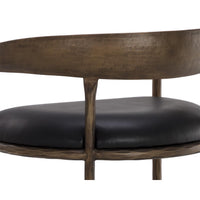 Zanatta Charcoal Black Leather & Antique Brass Barstool - Stool Detail | Bone & Brass
