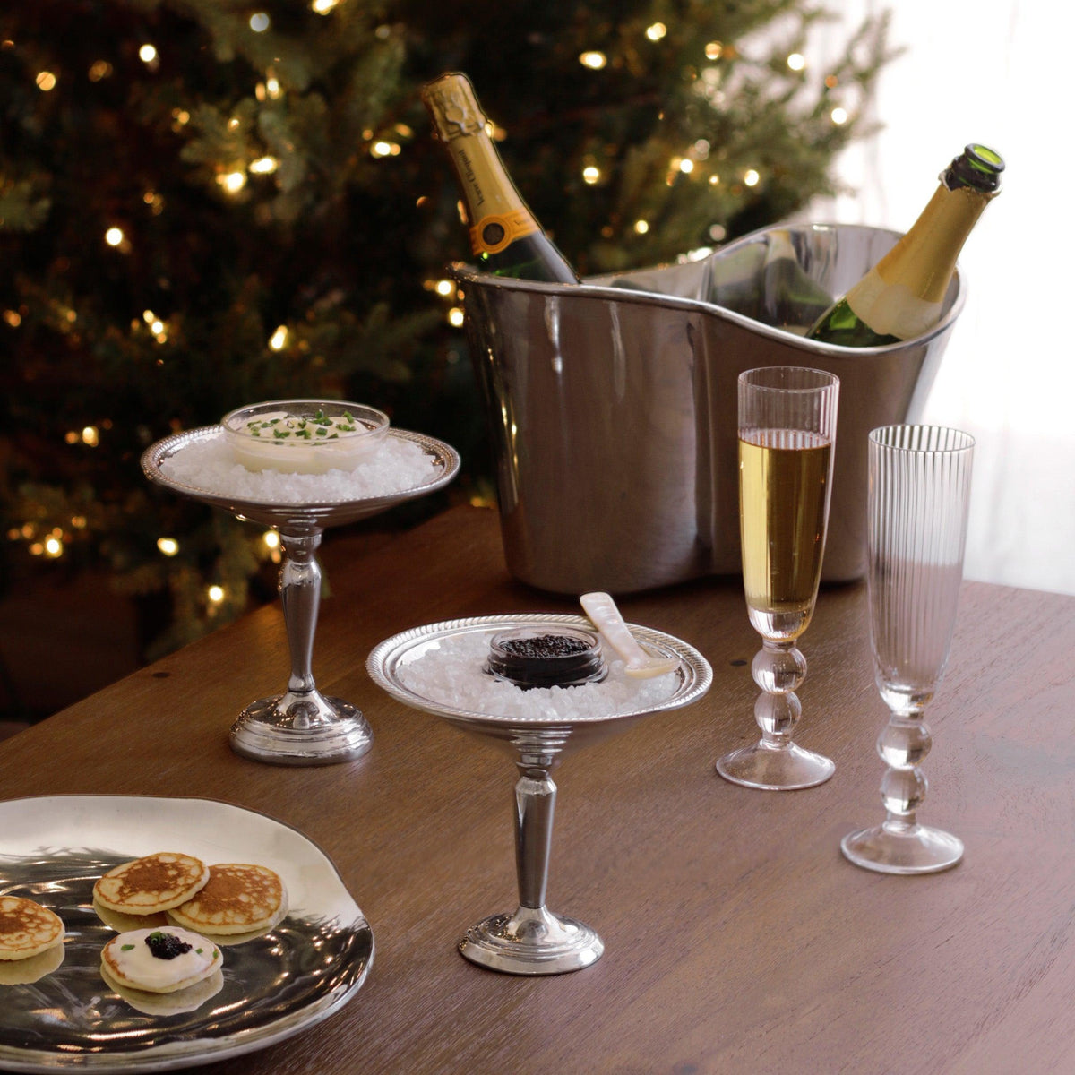 Clear Glass Venice Champagne Flute Set of 4 - Glass Bowl Detail | Bone & Brass