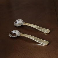 Nassau Modern Gold Salad Servers - Set Detail | Bone & Brass