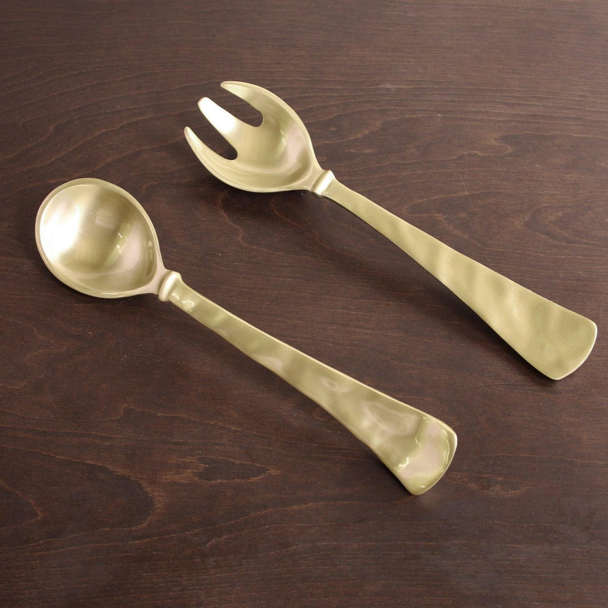 Sierra Modern Large Salad Servers (Brushed Gold) - Set Detail | Bone & Brass