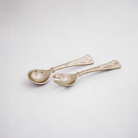 Sierra Modern Small Salad Servers (Shiny Gold) - Handle Detail | Bone & Brass
