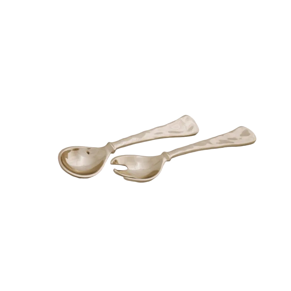 Sierra Modern Small Salad Servers (Shiny Gold) | Bone & Brass