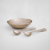 Sierra Modern Small Salad Servers (Shiny Gold) - Set Top View | Bone & Brass